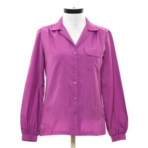 Vintage 70s Silkhana Lady Manhattan Women's 10 Blouse Violet Button Front